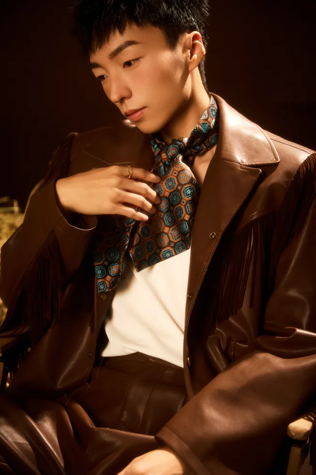 Brown leather and scarf portrait of Z·GY